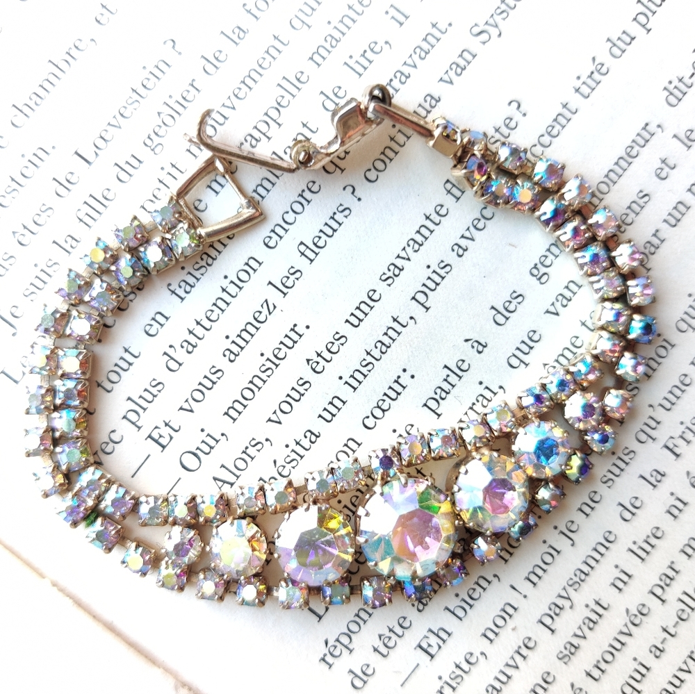 Vintage rhinestone bracelet rainbow Swarovski